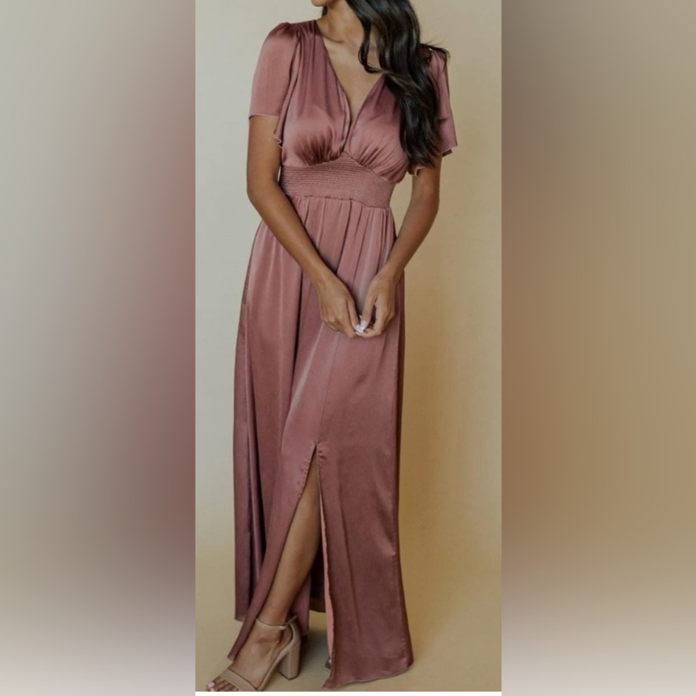 Baltic Born Prague Satin Maxi Dress Rosy Brown
